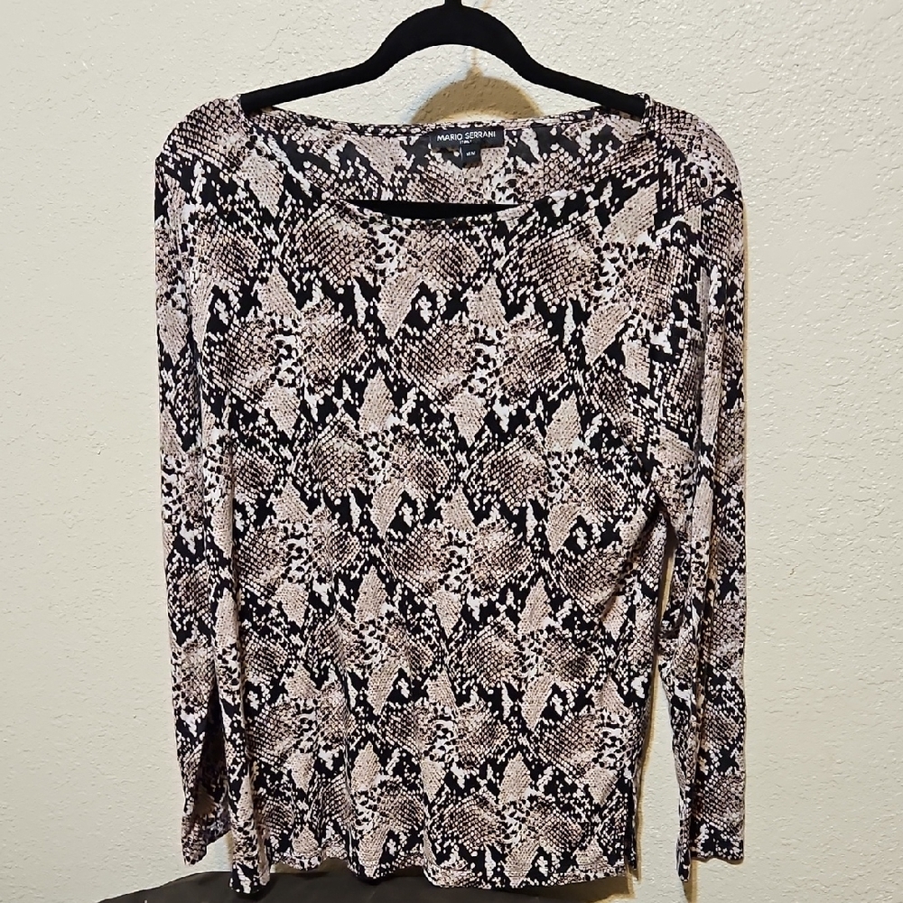 Mario Serrani Snake Patterned Long Sleeve Top